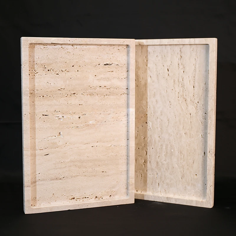 Travertine Tray Oval - 30x20x1.8cm natureza mármore bege travertino pedra