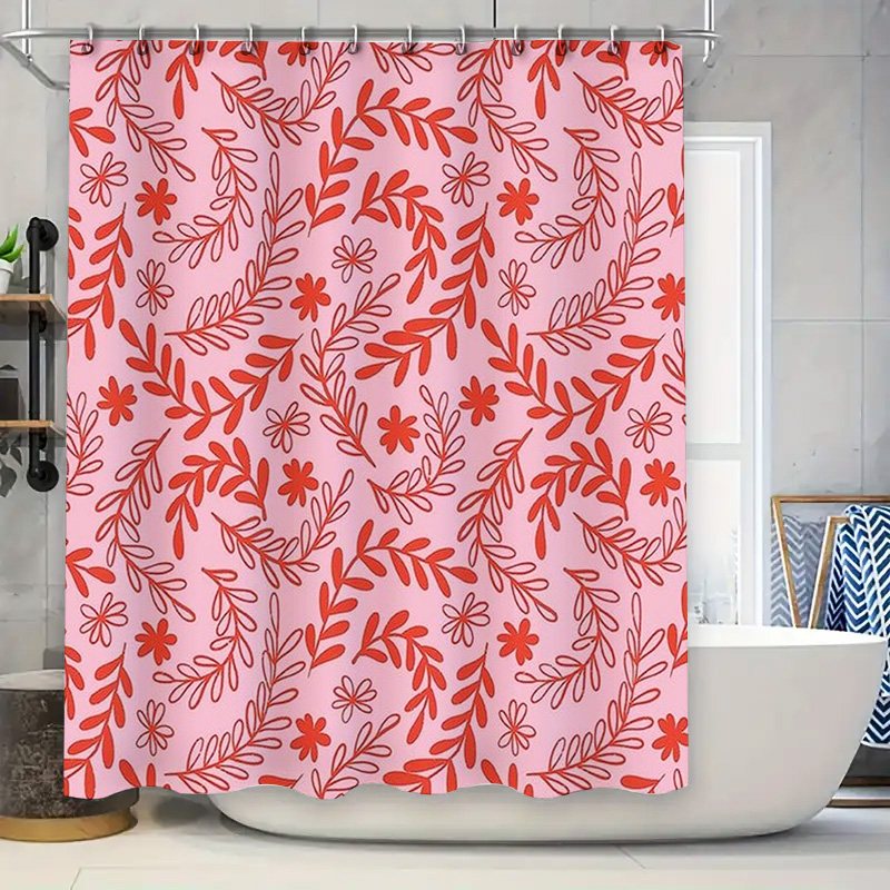 Interior Design Your Home - Cortina de chuveiro floral vermelha rosa