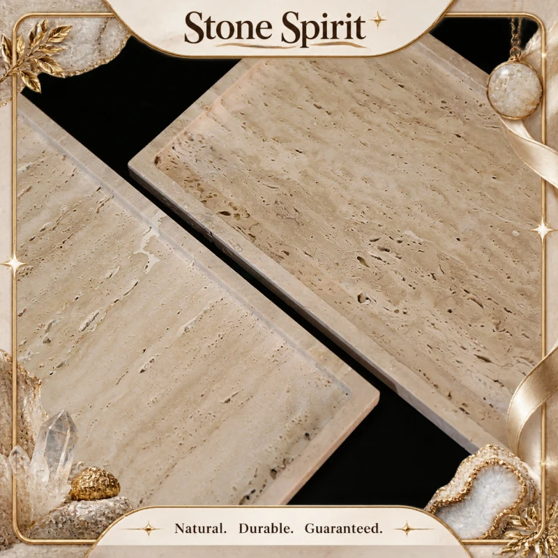 Travertine Tray Oval - 【Natural】Bandeja de Servir Oval Quadrada de