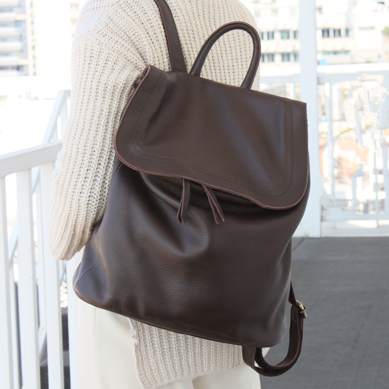 Interior Design Style - Mochila de couro genuíno feminina, mochila
