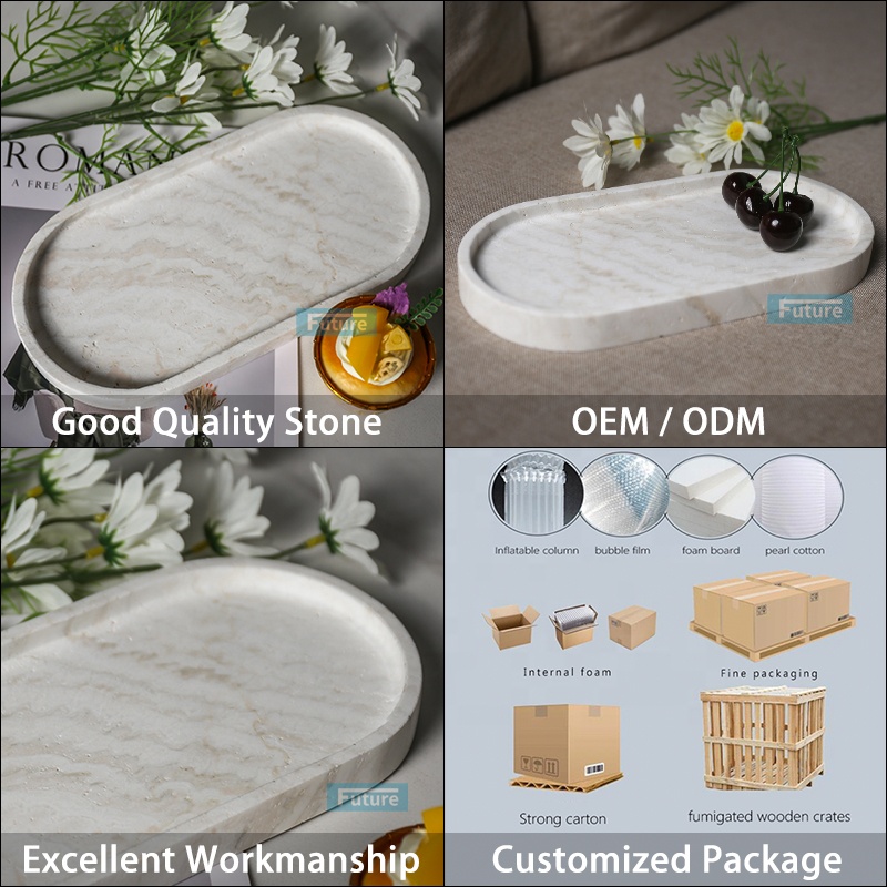 Bandeja Oval de Mármore Traver - Travertine Tray Oval avaliação e preço
